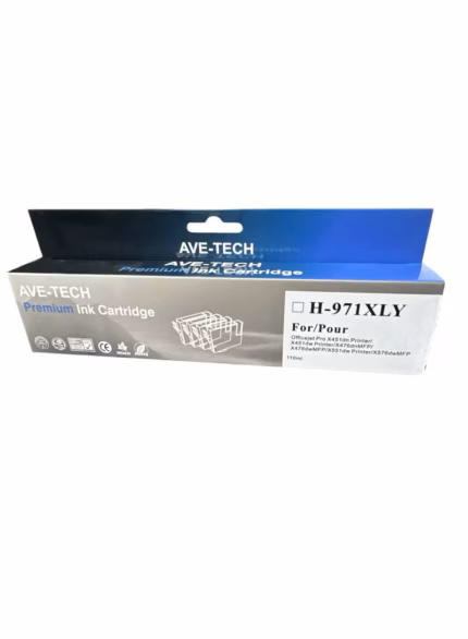 AVE-TECH PREMIUM INK 971XL YELLOW / Pages 6600 / For Used In HP / Officejet Pro X451dn/X451dw/X551dw/X476dn/X476dw