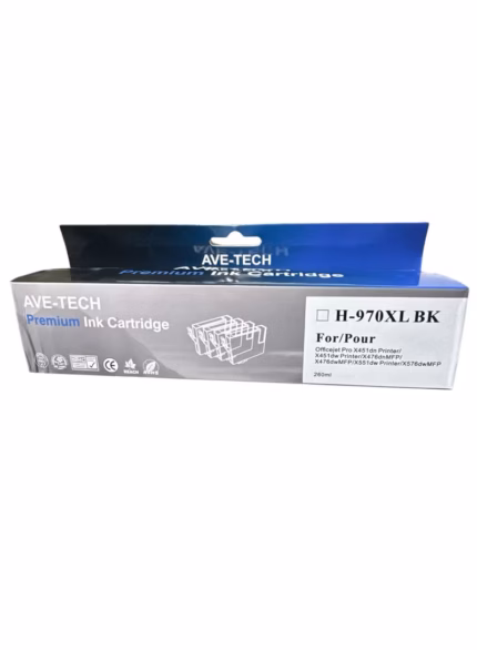 AVE-TECH PREMIUM INK 970XL BLACK / Pages 9200 / For Used In HP / Officejet Pro X451dn/X451dw/X551dw/X476dn/X476dw