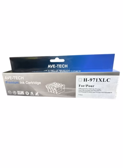 AVE-TECH PREMIUM INK 971XL CYAN / Pages 6600 / For Used In HP / Officejet Pro X451dn/X451dw/X551dw/X476dn/X476dw