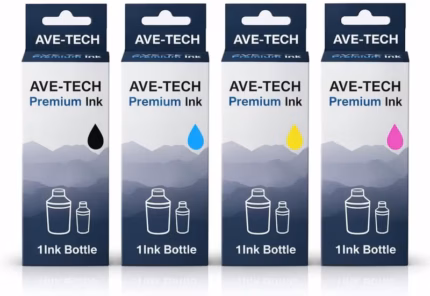 AVE TECH GT-53 Black + GT-52 CMY Ink Set of 4 (Yield Up to 32000 Pages) 300ml Compatible with HP DeskJet GT 5810, Ink Tank 315, Smart Tank 515 & 530 – Complete Replacement Pack